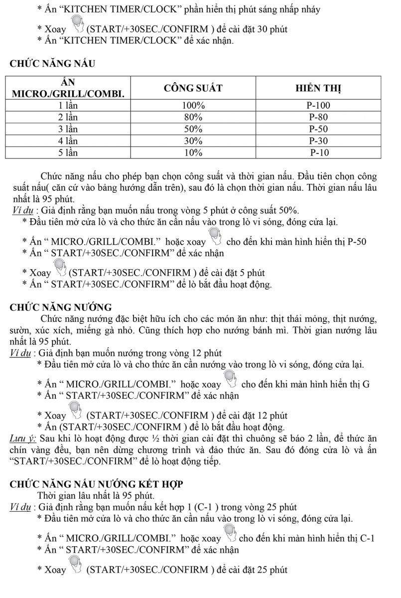 huong dan su dung lo vi song MW 927BG