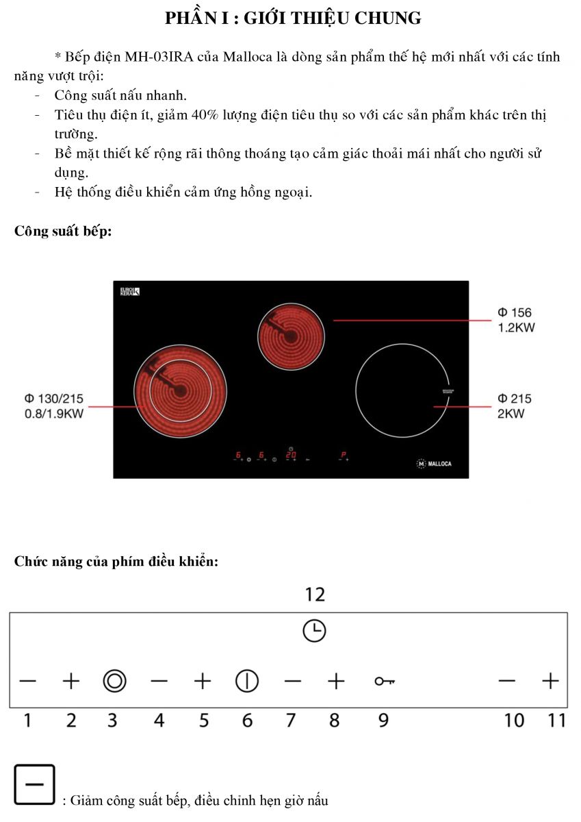 Huong dan su dung bep dien tu hong ngoai MH03IRA