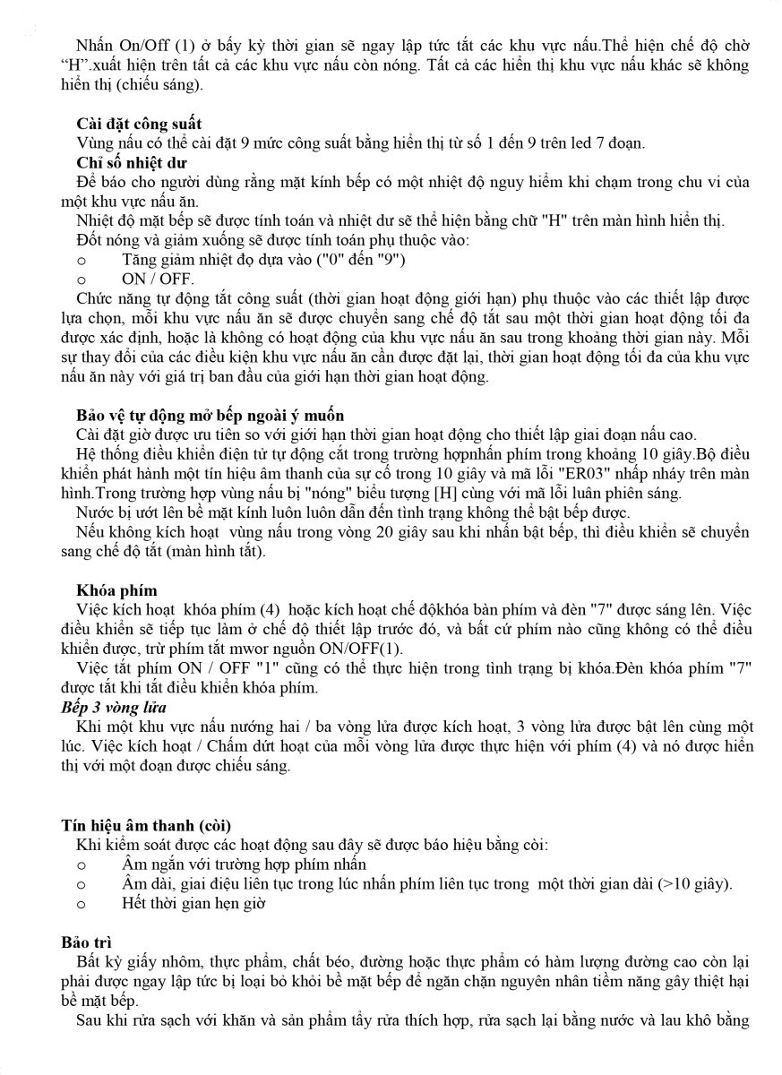 Huong dan su dung bep dien hong ngoai MIR593