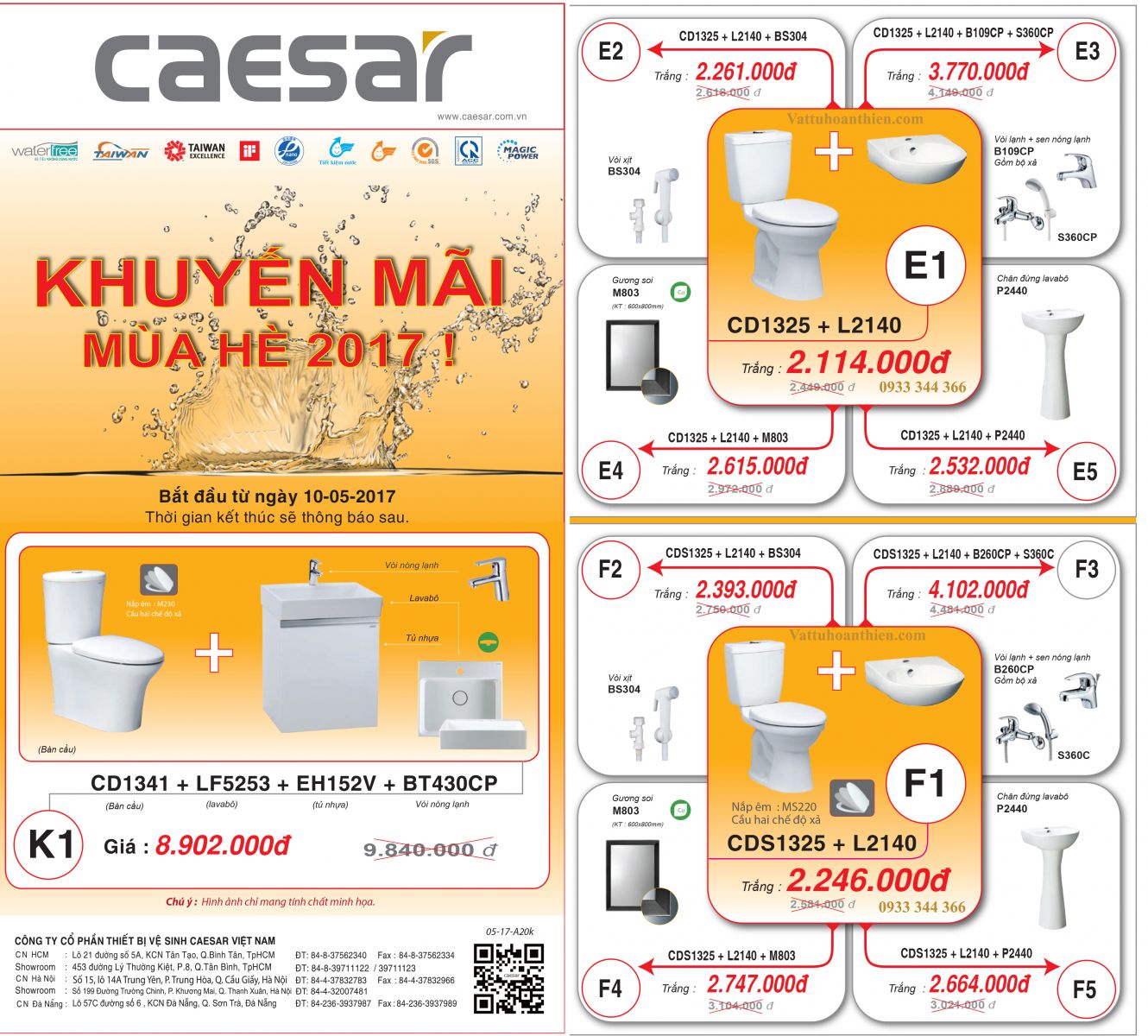 Thiet bi ve sinh Caesar khuyen mai